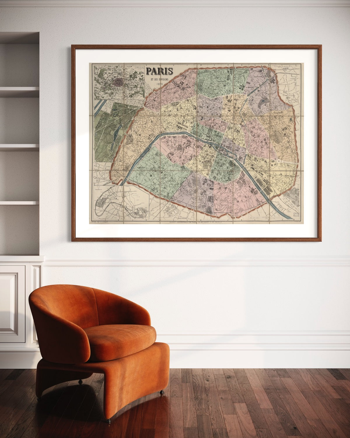 Vintage Paris Map - 1878